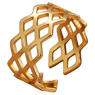 STYLE4 Ring with adjustable size - grids, golden steel - Ring