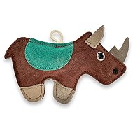 PafDog® Rhinoceros Rudy made of leather and jute, 19 cm, brown - Dog Toy