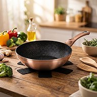 BerlingerHaus WOK with Marble Coating, Rosegold Metallic Line, 28cm - Wok Pan