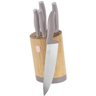 BerlingerHaus Taupe Collection Knife set with round stand BAMBOO 6 pcs - Knife Set