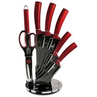 BerlingerHaus Burgundy Metallic Line Set of knives in non-stick knife rack 8 pcs - Knife Set