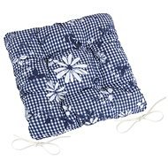 BELLATEX Sedák DITA 41/410 - prošívaný, 40 × 40, modrá kostička s květem - Podsedák na židli