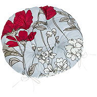BELLATEX Seat Adéla 62/252 round quilted d.40 cm flower scarlet - Chair Cushion