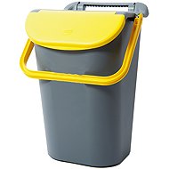 Belli E Forti Sorted waste bin TOWER, stackable, grey, plastic, yellow lid, 40 l - Rubbish Bin