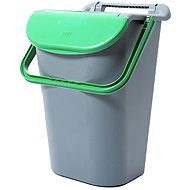 Belli E Forti Sorted waste bin TOWER, stackable, grey, plastic, green lid, 40 l - Rubbish Bin