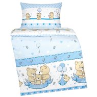 BELLATEX Children's bedding AGATA 90 / 076 bear family blue 90 × 135,45 × 60 - Bed Linen