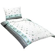 Bellatex bed linen crepe 80/561 turquoise flower with stripe 140x220, 70x90 - Bed Linen