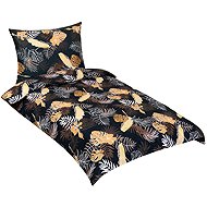 Bellatex Linen cotton 90/881 monstera dark grey 140 × 200, 70 × 90 cm - Bed Linen