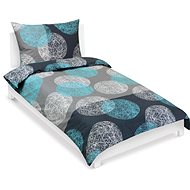 BELLATEX Linen cotton 90/564 turquoise grey balls, 140 × 200 cm, 70 × 90 cm - Bed Linen