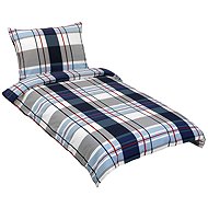 BELLATEX Linen crepe 80/573 140 × 200 cm, 70 × 90 cm, blue-grey check - Bed Linen