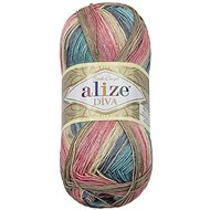 Bellatex Příze Diva batik 100 g -  7399 béžová, růžová, zelená - Yarn