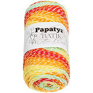 BELLATEX Papatya Cotton Blend batik 100 g, 1004 white, yellow, green - Yarn