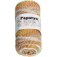 BELLATEX Papatya Cotton Blend batik 100 g, 1011 white, brown, green - Yarn
