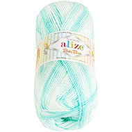 BELLATEX Baby Best Batik 100 g - 6659 white, mint - Yarn