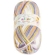 BELLATEX Baby Best Batik 100 g - 8104 white, yellow, purple, blue - Yarn