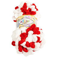 BELLATEX Puffy colour 100 g - 6574 white, red - Yarn