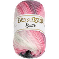 BELLATEX Papatya Batik fonal, 100 g - 554-21 fehér, szürke, rózsaszín - Fonal kötéshez