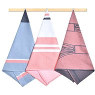 Bellatex Set of 3 towels 50 × 70 cm, 136 geometry salmon - Kitchen Towel