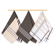 BELLATEX Tea Towel Set of 3, 50 × 70, 143, brown with grey stripes - Kitchen Towel