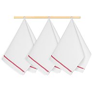 BELLATEX Tea Towel Set of 3, 50 × 70, 145, white with a red stripe - Kitchen Towel