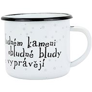 BELIS Enamel mug 8 cm/0,35 l, white "stone" in box - Mug