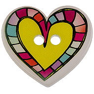 Buttons Žirovnice Button 2 × 2 cm heart rainbow 41723 set of 6 pcs - Button