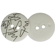 Bellatex G - button 25mm white with lines - 4768 - Button