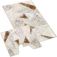 BELLATEX 3D printing 60 × 100 + 60 × 50 850/096 marble tiles beige - Bath Mat