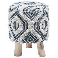 Vlněná podnožka bílá a modrá AGRA, 139715 - Footstool