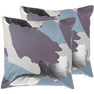 BELIANI, Sada 2 bavlnených vankúšov abstraktná 45 × 45 cm fialová so strieborným IXIA, 205742 - Vankúš