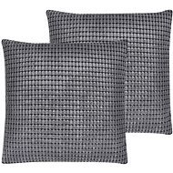 BELIANI, Sada 2 sametových polštářů s geometrickým vzorem 45 x 45 cm šedých ASPIDISTRA, 290371 - Polštář