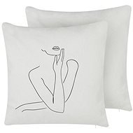 BELIANI, Sada 2 bavlněných polštářů s motivem ženy 45 x 45 cm bílá MEADOWFOAM, 307856 - Polštář