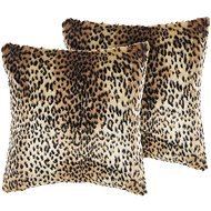 BELIANI, Sada 2 polštářů z umělé kožešiny s leopardím vzorem 45 x 45 cm hnědá FOXTAIL, 313786 - Polštář