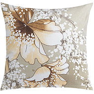 BELLATEX Linen 12/499 40 × 40 cm beige hibiscus with stripe - Pillowcase