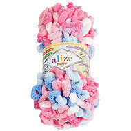 BELLATEX Yarn Puffy colour 100 g - 6525 white, pink, blue - Yarn