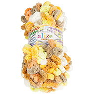 BELLATEX Yarn Puffy colour 100 g - 6528 white, beige, yellow, green - Yarn