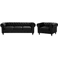 BELIANI, Černá sametová sedací souprava pro 4 osoby CHESTERFIELD, 127075 - Sedací souprava