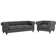 BELIANI, Šedá sedací souprava CHESTERFIELD, 253338 - Sedací souprava