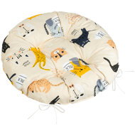 BELLATEX Adéla Seat 62/291 round quilted d. 40 cm cats - Chair Cushion