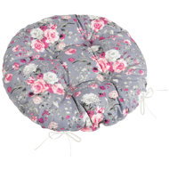 BELLATEX Adéla Seat cushion 62/235 round quilted d.40 cm pink flowers - Chair Cushion