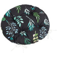 BELLATEX Adéla Seat cushion 62/236 round quilted d.40 cm leaves on black - Chair Cushion