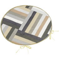 BELLATEX Adéla Seat cushion 79/231 round smooth d.40 cm stripes grey, beige - Chair Cushion