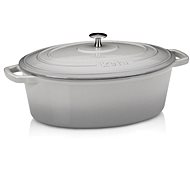 KELA Calido cast iron oval with lid 35 × 26 cm light grey - Roasting Pan