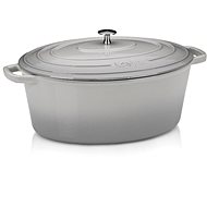 KELA Calido cast iron oval with lid 36 × 29 cm light grey - Roasting Pan