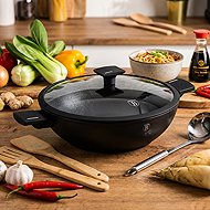 BerlingerHaus Matte Black Collection WOK pan with titanium surface and lid 30 cm - Wok Pan