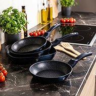 Berlingerhaus Pan with marble surface, 3 pcs, Aquamarine Metallic Line - Cookware Set