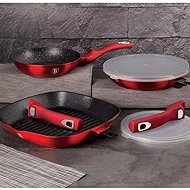 Berlingerhaus Frying Pan with removable handle, 5 pcs, Burgundy Metallic Line grill - Cookware Set