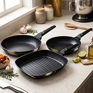 Berlingerhaus Pan with titanium surface, 3 pcs, Primal Gloss Collection grill - Cookware Set