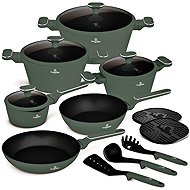 BERLINGERHAUS 15-Piece Cookware Set with Titanium Surface, Matte Green Collection - Cookware Set