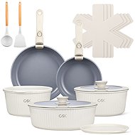 CS KOCHSYSTEME Cookware Set CSK Vertical Grain 17-Piece Matt Cream - Cookware Set